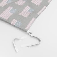 pink american flag fabric - black