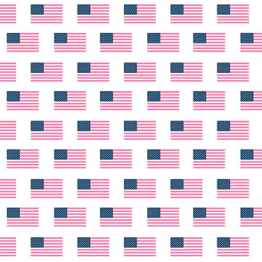 pink american flag fabric - white