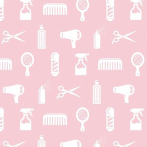 Salon & Barber Hairdresser Pattern in White with Blush Pink Background