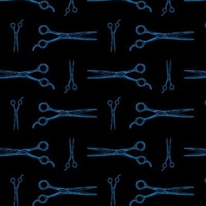 Hair Cutting Shears in Blue with Black Background