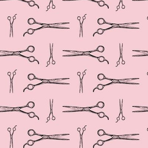 Hair Cutting Shears in Black with Blush Pink Background