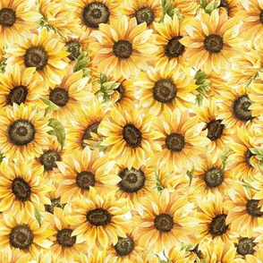Field of  Watercolor Sunflowers
