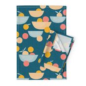 Bowl of Oranges, Peaches, and Pinks - deep teal