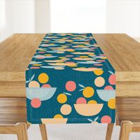 Bowl of Oranges, Peaches, and Pinks - deep teal