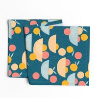 Bowl of Oranges, Peaches, and Pinks - deep teal