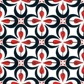 modern quatrefoil indigo/red