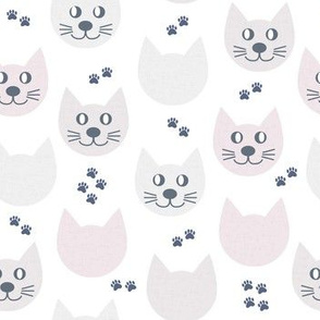 Cat face // Blush and grey cat faces 