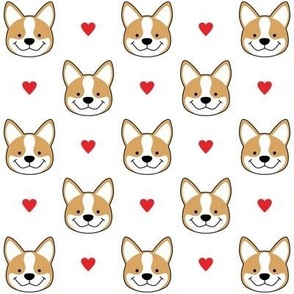 Welsh Corgi faces and hearts