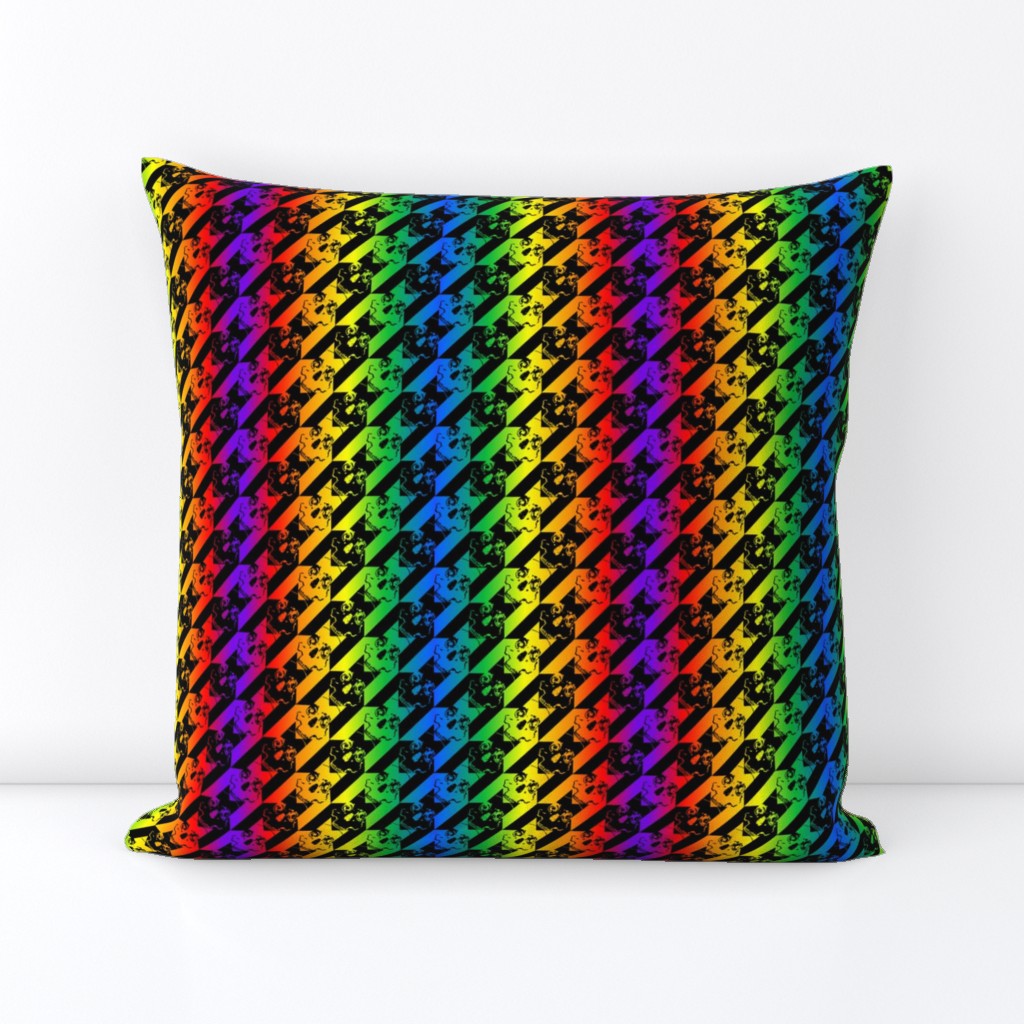 houndstooth skulls rainbow and black