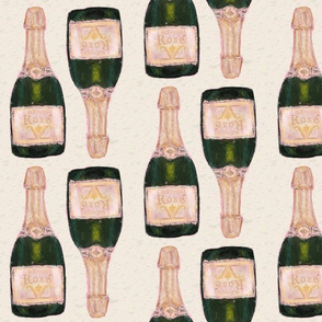 champagne rose bottles - half drop repeat approx 8.5 inch bottles