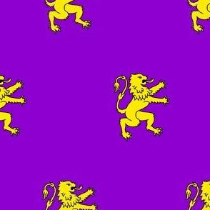 Purpure, a lion rampant contourny Or