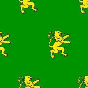 Vert, a lion rampant contourny Or