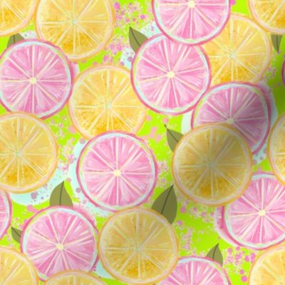 Lemons pink lemonade on lime
