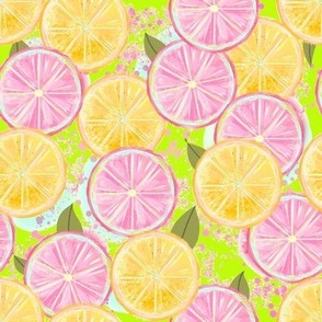Lemons pink lemonade on lime