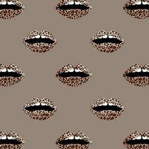 leopard lips fabric - lips beauty style fabric - tan