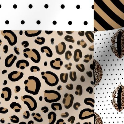 leopard lips cheater quilt - lips, leopard print, fashion fabric - girly feminine 
