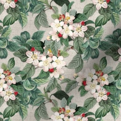 APPLE BLOSSOMS ON LINEN (TAUPE)