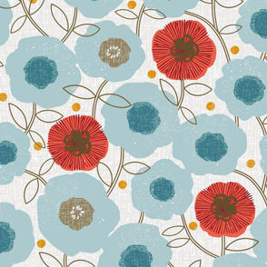 Malibu Blooms-medium scale fabric/large scale wallpaper
