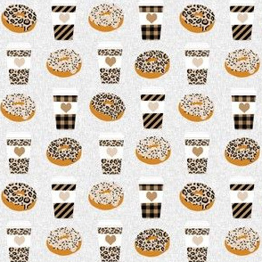 coffee and donuts leopard linen fabric