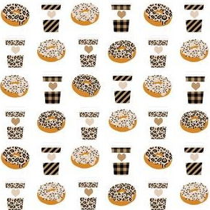 coffee and donuts leopard print fabric