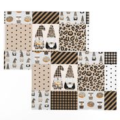 gnomes love coffee cheater quilt - patchwork, gnome, leopard print