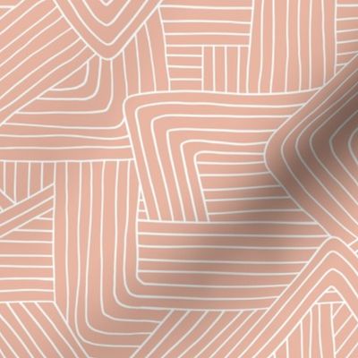 Little Maze stripes minimal boho waves Scandinavian grid style trend abstract geometric print soft blush apricot salmon pink