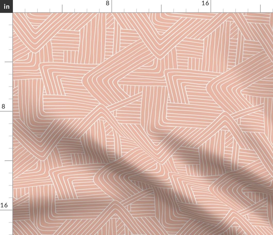 Little Maze stripes minimal boho waves Scandinavian grid style trend abstract geometric print soft blush apricot salmon pink