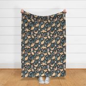 Folk art pattern with cute birds