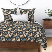 Folk art pattern with cute birds