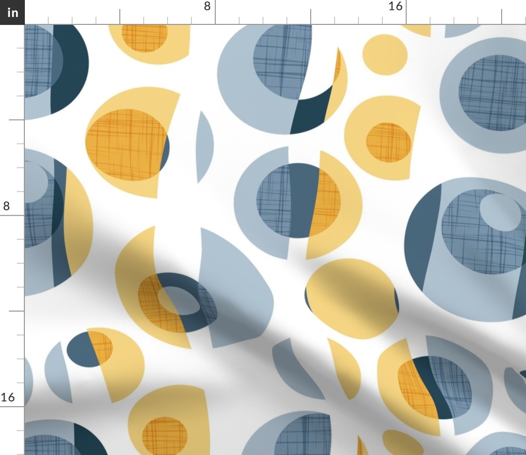 Normal scale // Rounded inspiration // white background yellow and blue circles.