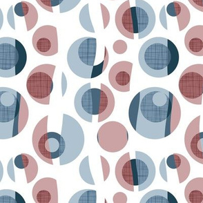 Small scale // Rounded inspiration // white background dark pink and blue circles