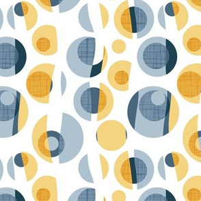 Small scale // Rounded inspiration // white background yellow and blue circles