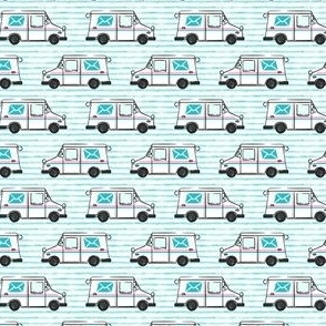 (small scale) mail trucks - postal trucks - teal stripes - LAD20