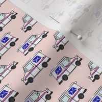 (small scale) mail trucks - postal trucks - light pink - LAD20