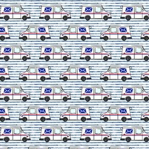 (small scale) mail trucks - postal trucks - dark blue stripes - LAD20