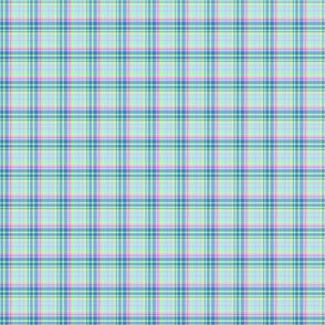 Small - Pastel Plaid in Aqua, Powdery Baby  Blue, Minty Green and Pink-ed