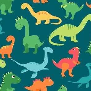 Cute Summer Dinosaurs On Green