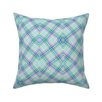 Pastel Kaleidoscopic Plaid in Aqua, Powdery Baby  Blue, Minty Green and Pink