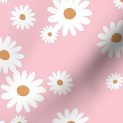 Summer day daisies minimal abstract Scandinavian boho style nursery girls pink white honey orange JUMBO