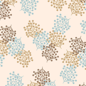 Retro berry branches blue cream brown