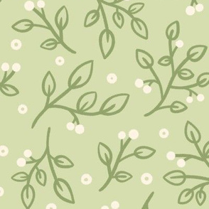 Branches & soft petals - light olive - large scale