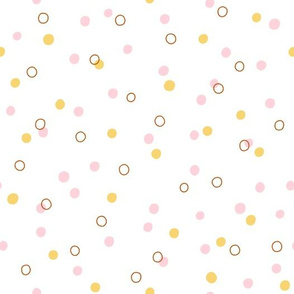 Pink, yellow and gold polka dot simple pattern