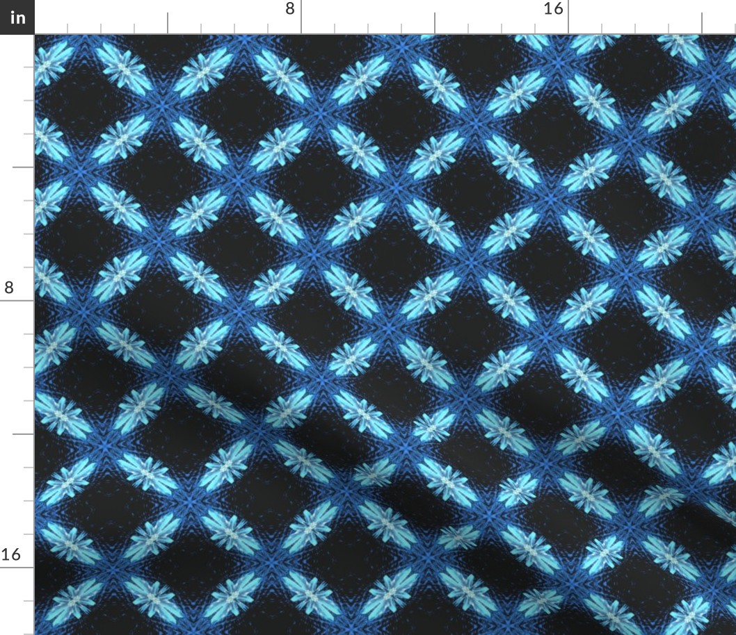 Starry Squares Diagonal Pattern Bold Aqua