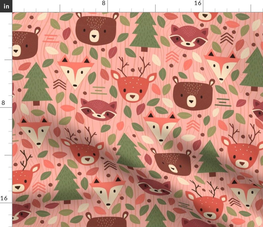 Woodland Creatures Pink