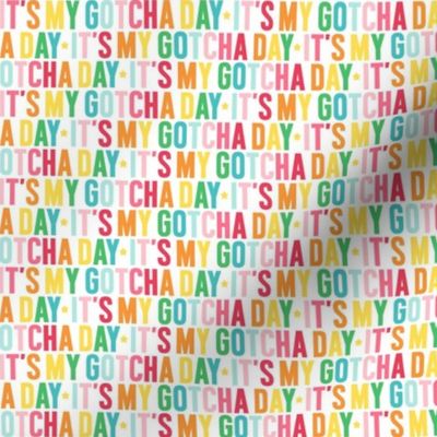 XSM it's my gotcha day rainbow UPPERcase - pet rescue collars bandanas