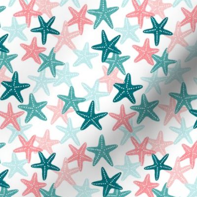 (small scale) Starfish - teal - summer beach nautical - C20BS