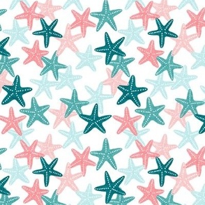 (small scale) Starfish - teal - summer beach nautical - C20BS