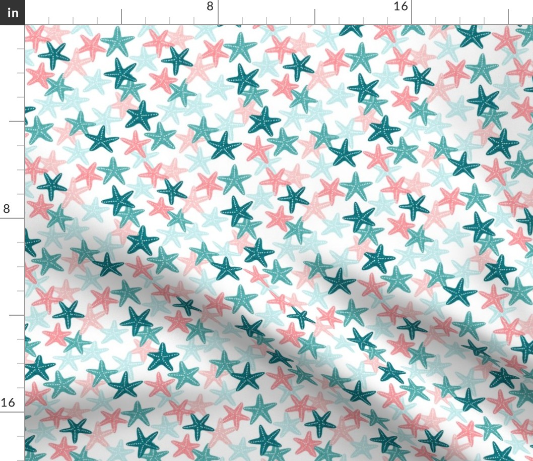 (small scale) Starfish - teal - summer beach nautical - C20BS