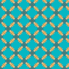 Starry Squares Diagonal Pattern Gold Teal