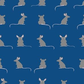 Hand drawn rat in grey. Isolated at a Classic blue background